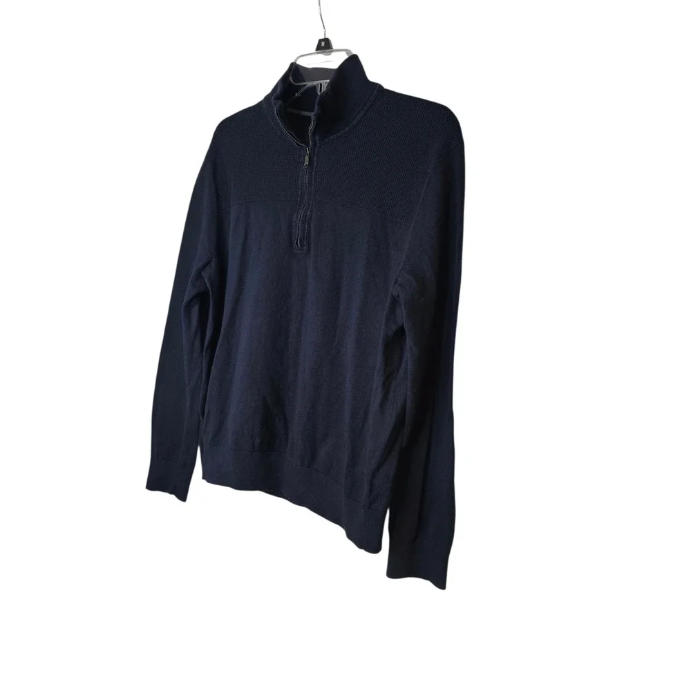 Banana Republic‎ Mens Navy Blue Pima Cotton Cashmere Quarter Zip Sweater Medium